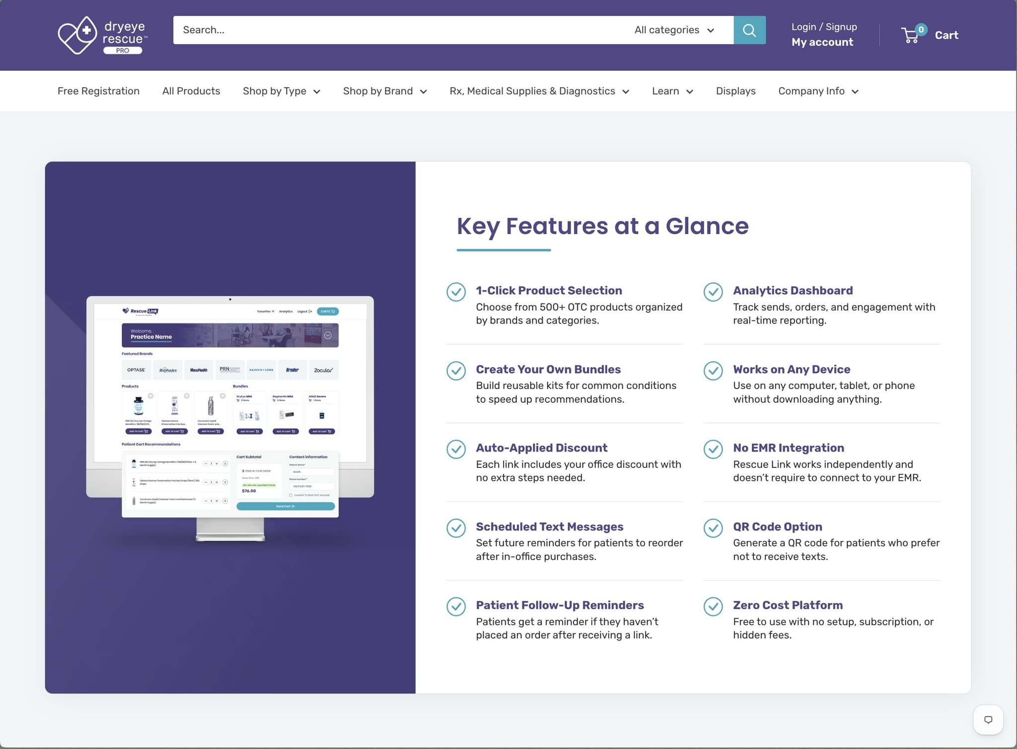 DryEye RescueLink platform features overview