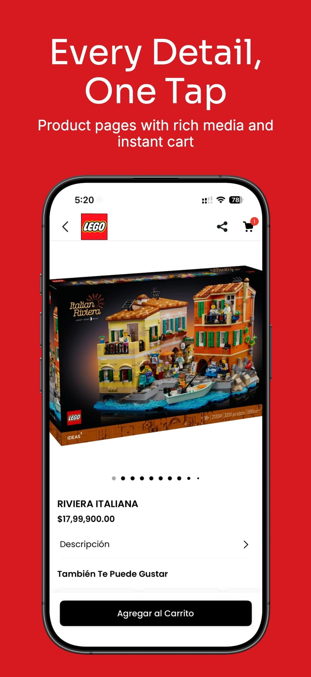 Every Detail, One Tap – product page with rich media