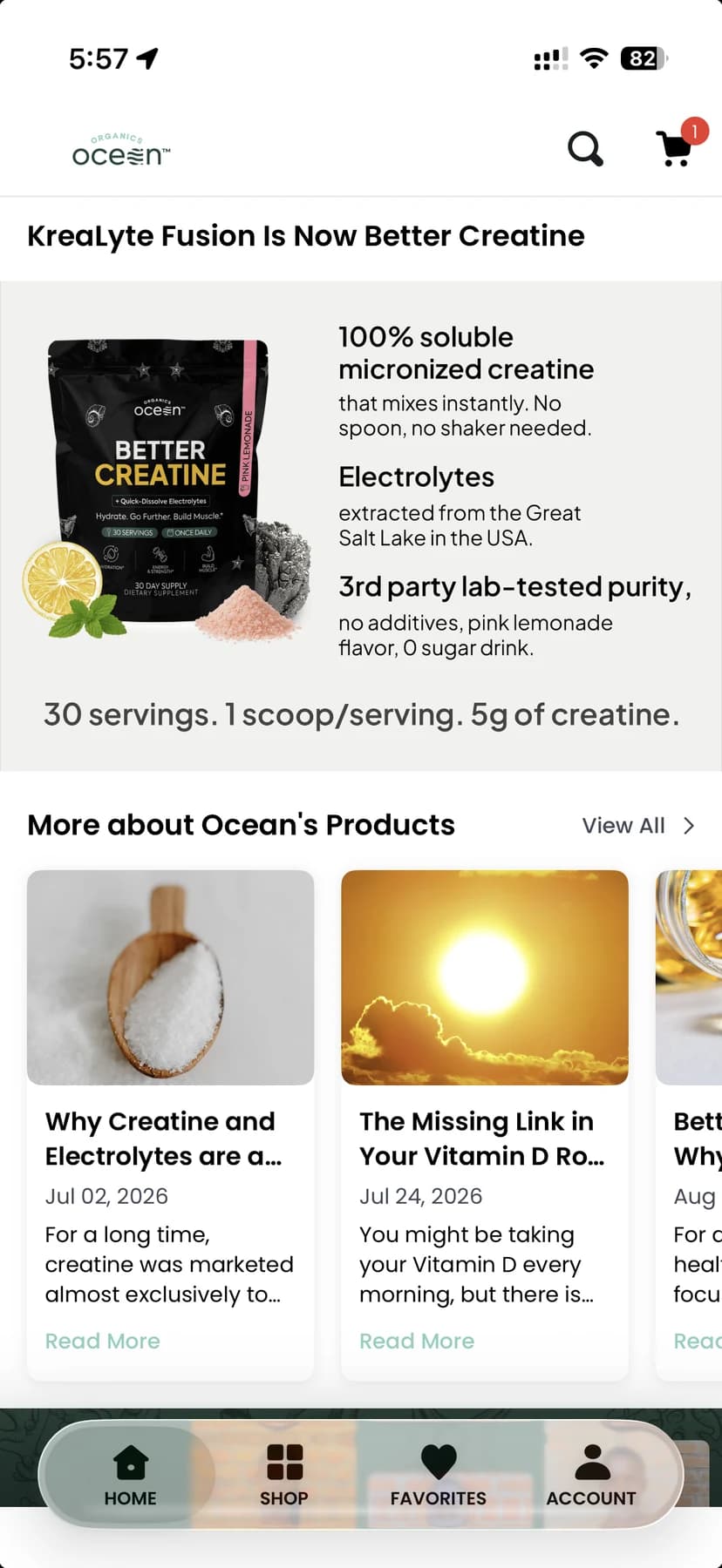 A product explainer with the brand's article library beneath it