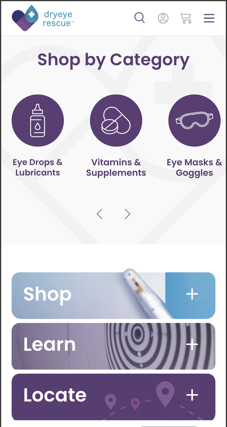 DryEye consumer shop by category