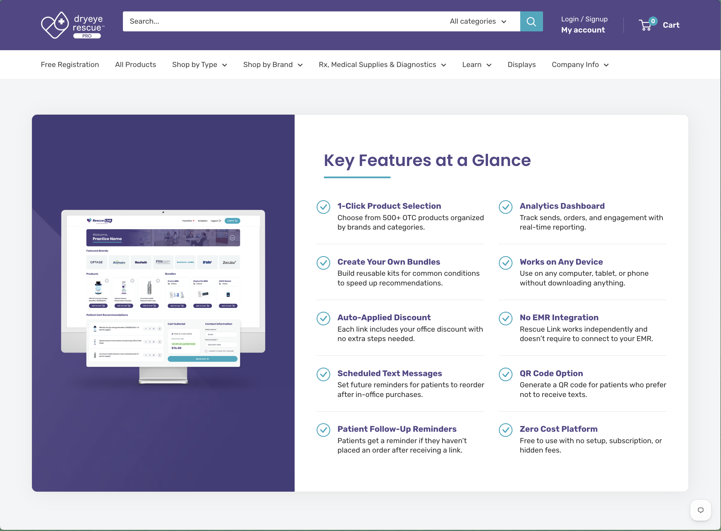 DryEye RescueLink platform features overview