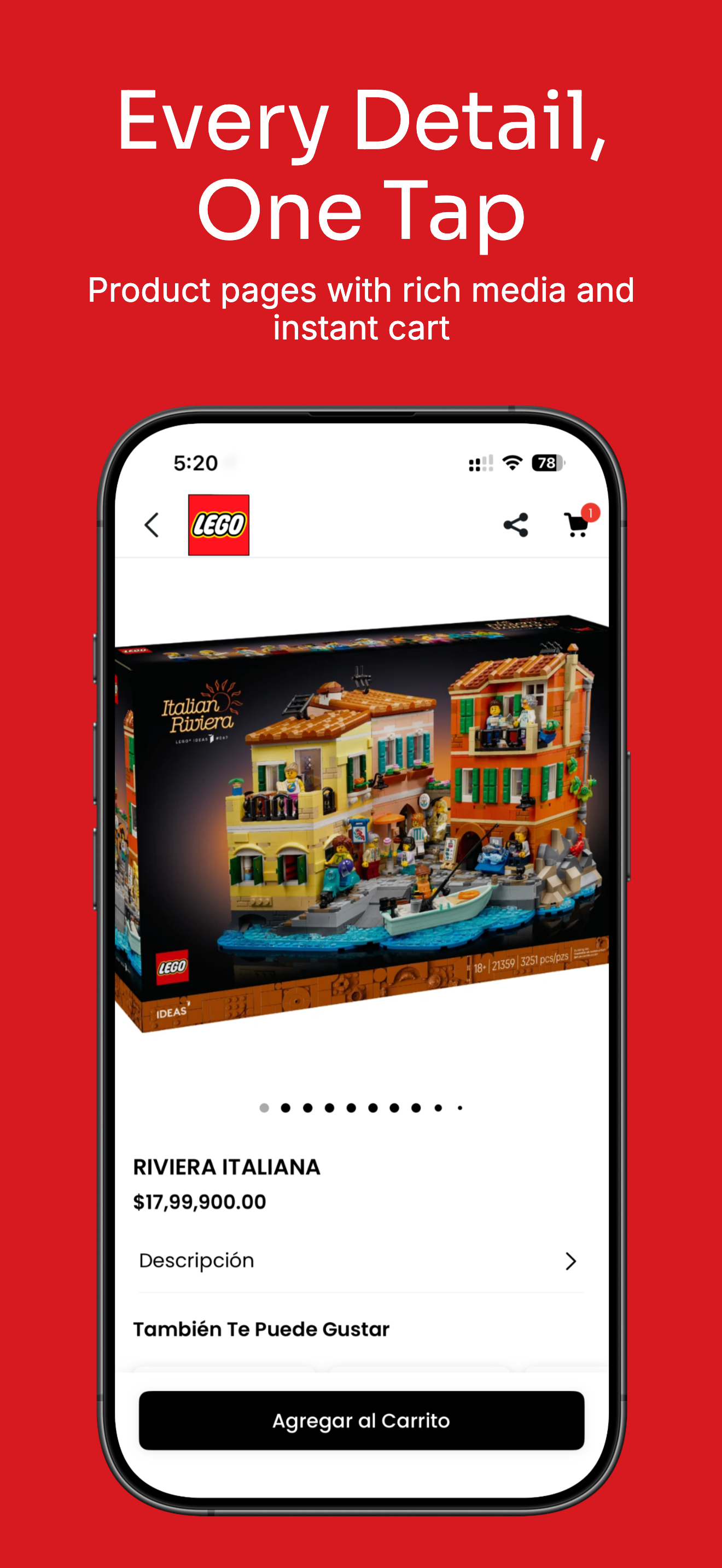 Every Detail, One Tap - product page with rich media